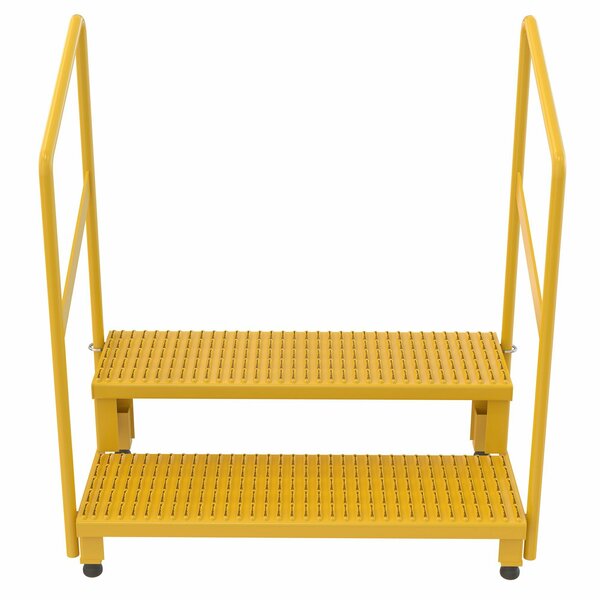 Vestil 2 Step Yellow Steel Adjustable Step Stand with Handrail 36" x 23" ASP-36-HR